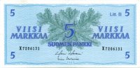 5 Markkaa 1963 Litt.B X7206131 kl.6